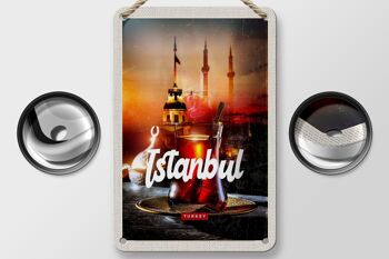 Panneau de voyage en étain, 12x18cm, Istanbul, turquie, Çay, signe de thé turc 2
