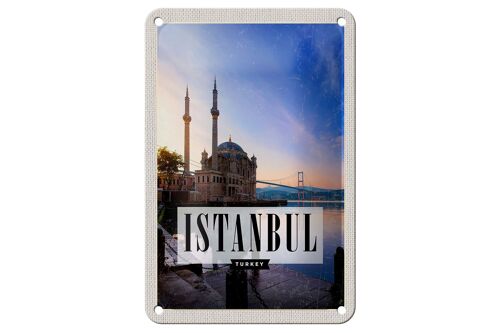 Blechschild Reise 12x18cm Istanbul Turkey Moschee Meer Geschenk Schild