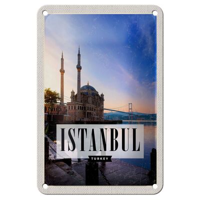 Blechschild Reise 12x18cm Istanbul Turkey Moschee Meer Geschenk Schild