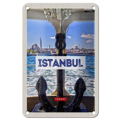 Blechschild Reise 12x18cm Istanbul Turkey Anker Meer Geschenk Schild
