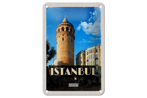 Blechschild Reise 12x18cm Retro Istanbul Turkey Galataturm Dekoration