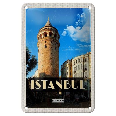 Blechschild Reise 12x18cm Retro Istanbul Turkey Galataturm Dekoration