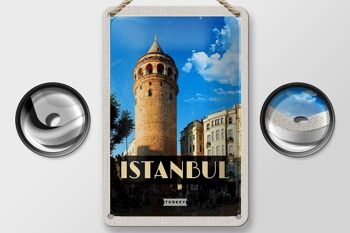 Signe de voyage en étain 12x18cm, décoration rétro de la tour de Galata d'istanbul, de turquie 2