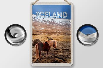 Signe de voyage en étain, 12x18cm, poney islandais, cheval islandais, cadeau 2