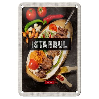 Cartel de chapa de viaje, 12x18cm, Estambul, Turquía, Kebab, carne, filete