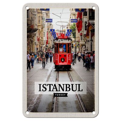 Blechschild Reise 12x18cm Istanbul Turkey Straßenbahn Reiseziel Schild