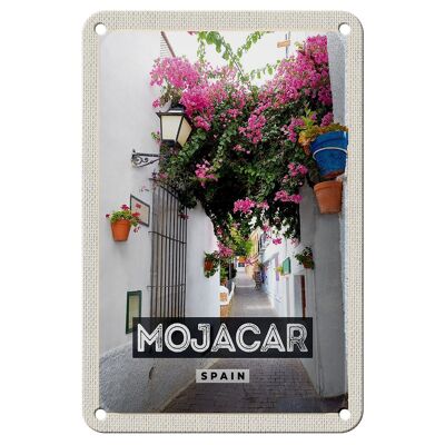 Blechschild Reise 12x18cm Mojacar Spain Spanien Blumen Geschenk Schild