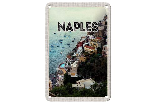Blechschild Reise 12x18cm Naples Italy Neapel Italien Panorama Schild