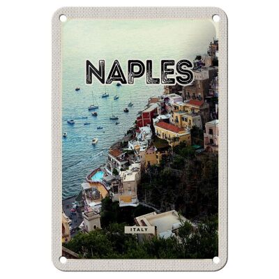 Targa in metallo da viaggio 12x18 cm Napoli Italia Napoli Italia Cartello panoramico