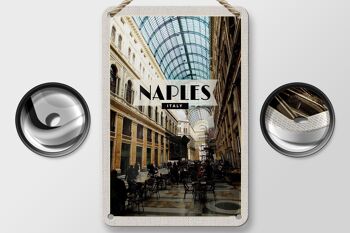 Panneau de voyage en étain 12x18cm, panneau cadeau de Naples, italie, galerie de Naples 2