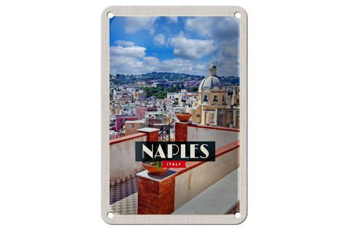 Blechschild Reise 12x18cm Naples Italy Neapel Panorama Himmel Schild