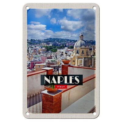 Blechschild Reise 12x18cm Naples Italy Neapel Panorama Himmel Schild