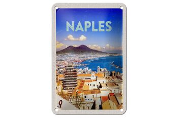 Panneau de voyage en étain, 12x18cm, rétro, Naples, italie, Panorama de la mer, signe en étain 1