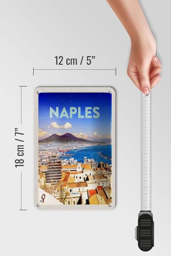 Panneau de voyage en étain, 12x18cm, rétro, Naples, italie, Panorama de la mer, signe en étain 5