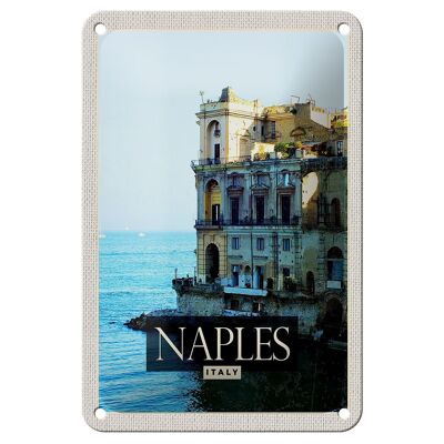 Blechschild Reise 12x18cm Naples Italy Neapel Panorama Meer Schild