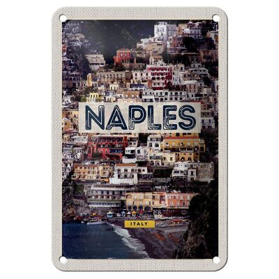 Cartel de chapa de viaje 12x18cm Nápoles Italia Guía de Nápoles cartel del mar de la ciudad