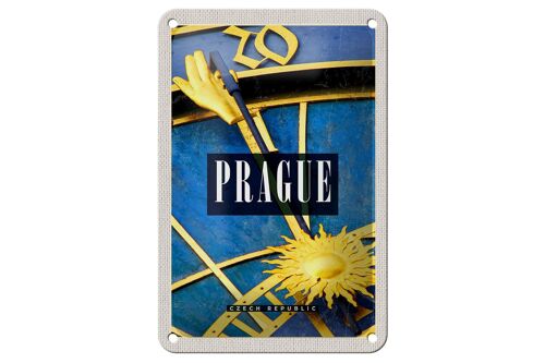 Blechschild Reise 12x18cm Prague Prag astronomische Uhr Dekoration