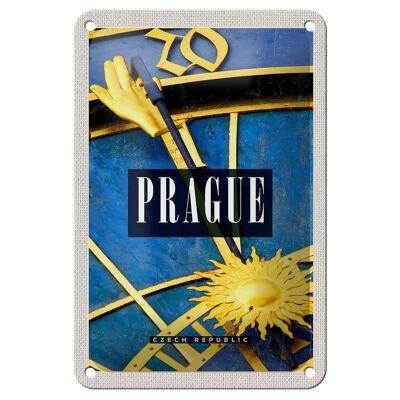 Cartel de chapa de viaje 12x18cm Praga decoración del reloj astronómico de Praga