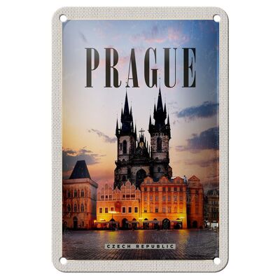Cartel de chapa de viaje, decoración Retro de Praga, República Checa, 12x18cm