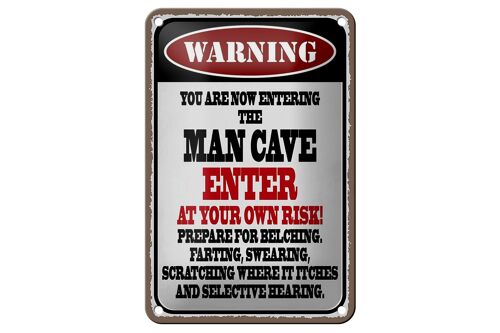 Blechschild Spruch 12x18cm warning man cave enter at your risk Schild