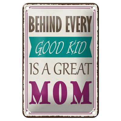 Targa in metallo con scritta 12 x 18 cm dietro ogni bravo bambino è un grande segno di mamma