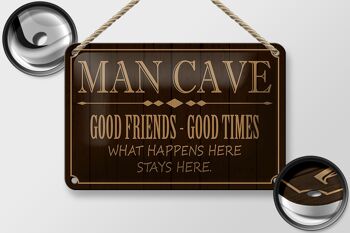Panneau en étain disant 18x12cm, grotte d'homme, bons amis, décoration de bons moments 2