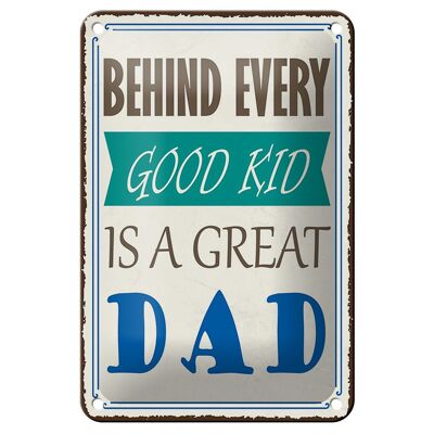 Targa in metallo con scritta 12x18 cm dietro ogni bravo ragazzo è un ottimo cartello per papà