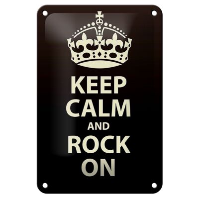 Blechschild Spruch 12x18cm Keep Calm and rock on Geschenk Dekoration