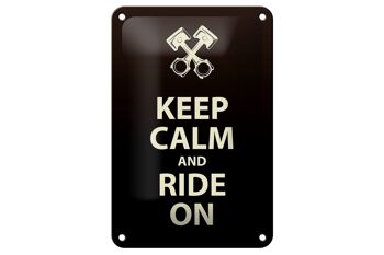 Panneau en étain disant 12x18cm, décoration Keep Calm and Ride on 1