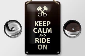 Panneau en étain disant 12x18cm, décoration Keep Calm and Ride on 2