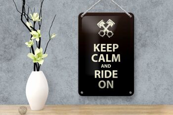 Panneau en étain disant 12x18cm, décoration Keep Calm and Ride on 4