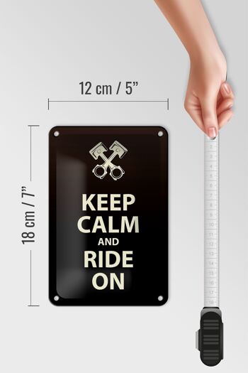 Panneau en étain disant 12x18cm, décoration Keep Calm and Ride on 5