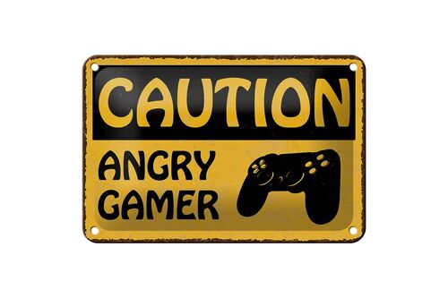 Blechschild Spruch 18x12cm caution angry gamer Vorsicht wütender Schild