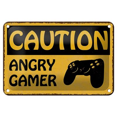 Blechschild Spruch 18x12cm caution angry gamer Vorsicht wütender Schild