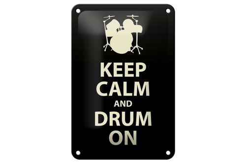 Blechschild Spruch 12x18cm Keep calm and drum on Geschenk Dekoration