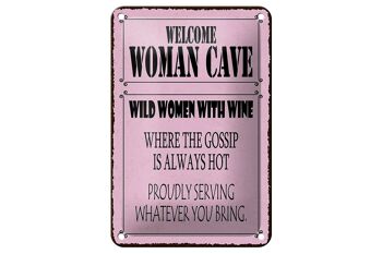 Panneau en étain disant 12x18cm, bienvenue femme grotte femmes sauvages, signe de vin 1