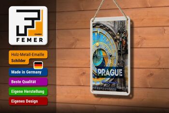 Signe de voyage en étain 12x18cm, horloge de l'hôtel de ville de Prague, signe cadeau de la république tchèque 3