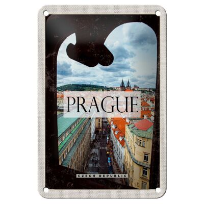 Targa in metallo da viaggio 12x18 cm Praga Città Vecchia Repubblica Ceca Targa regalo