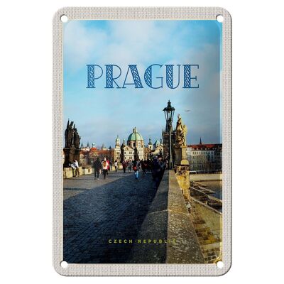 Cartel de chapa de viaje, decoración del puente de la Ciudad Vieja de Praga, República Checa, 12x18cm