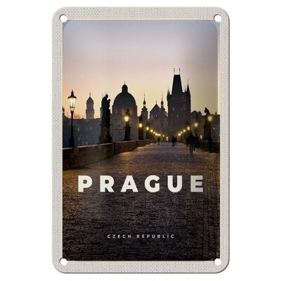 Cartel de chapa de viaje, 12x18cm, señal de puesta de sol de Praga, República Checa