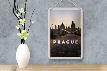 Panneau de voyage en étain, 12x18cm, panneau de coucher de soleil de la république tchèque de Prague 4