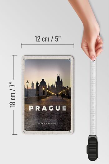 Panneau de voyage en étain, 12x18cm, panneau de coucher de soleil de la république tchèque de Prague 5