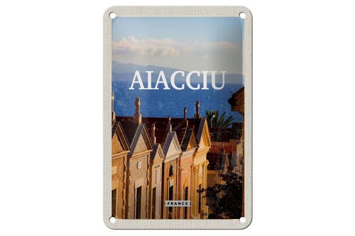 Blechschild Reise 12x18cm Ajaccio France Aussicht Meer Geschenk Schild