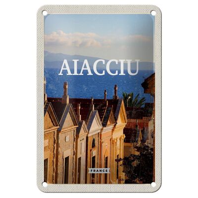 Blechschild Reise 12x18cm Ajaccio France Aussicht Meer Geschenk Schild