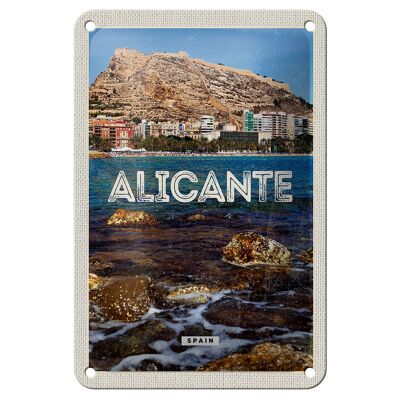 Cartel de chapa de viaje, 12x18cm, Alicante, España, cartel de vacaciones en el mar
