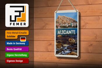 Panneau de voyage en étain, 12x18cm, Alicante, espagne, vacances en mer 3