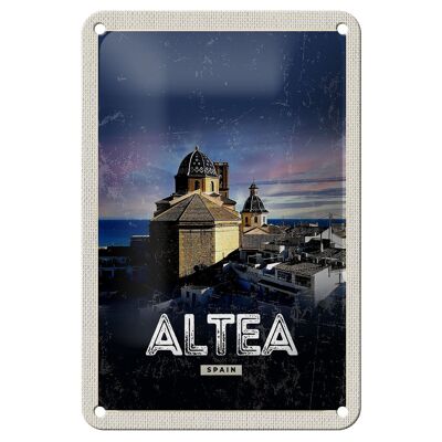 Blechschild Reise 12x18cm Retro Altea abends Spain Spanien Schild