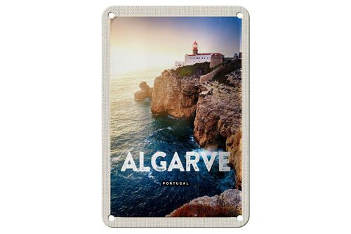 Blechschild Reise 12x18cm Algarve Portugal Klippen Meer Urlaub Schild