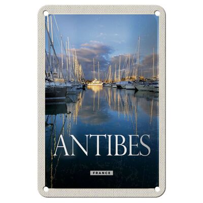 Cartel de chapa de viaje, 12x18cm, Antibes, Francia, Marina, cartel marino