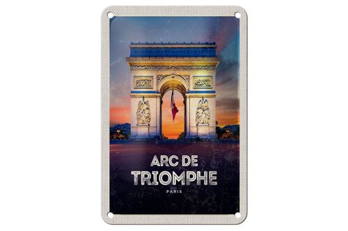 Blechschild Reise 12x18cm Arc de Triomphe Paris Denkmal Geschenk Schild
